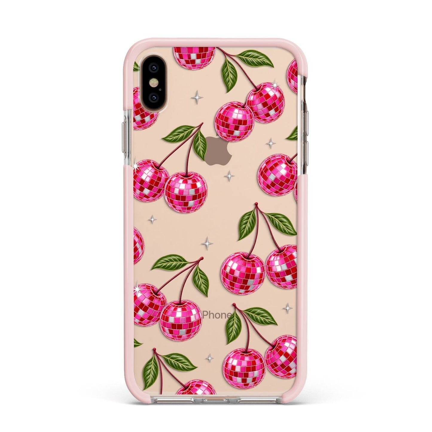 Cherry Afterparty Apple iPhone Xs Max Impact Case Pink Edge on Gold Phone