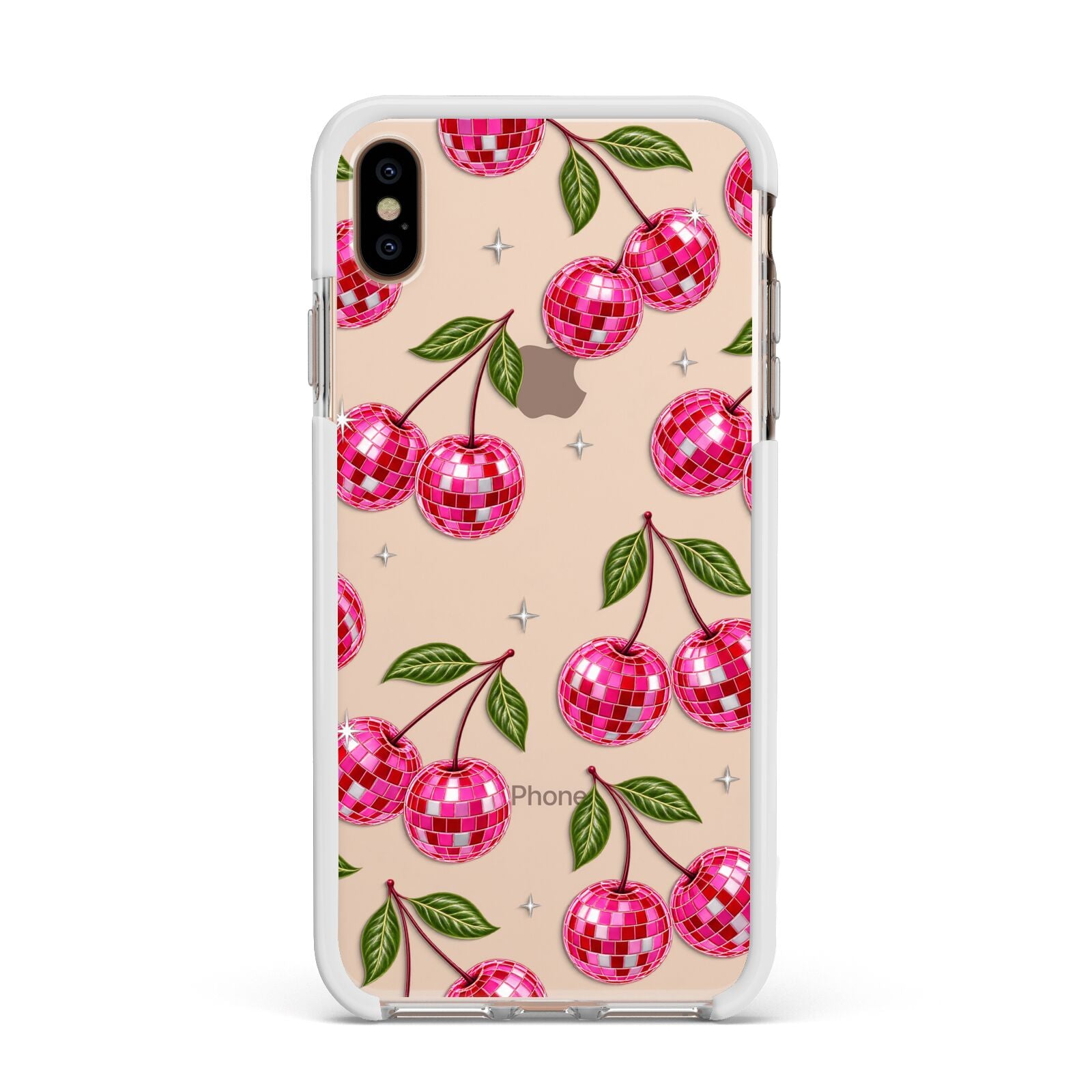 Cherry Afterparty Apple iPhone Xs Max Impact Case White Edge on Gold Phone