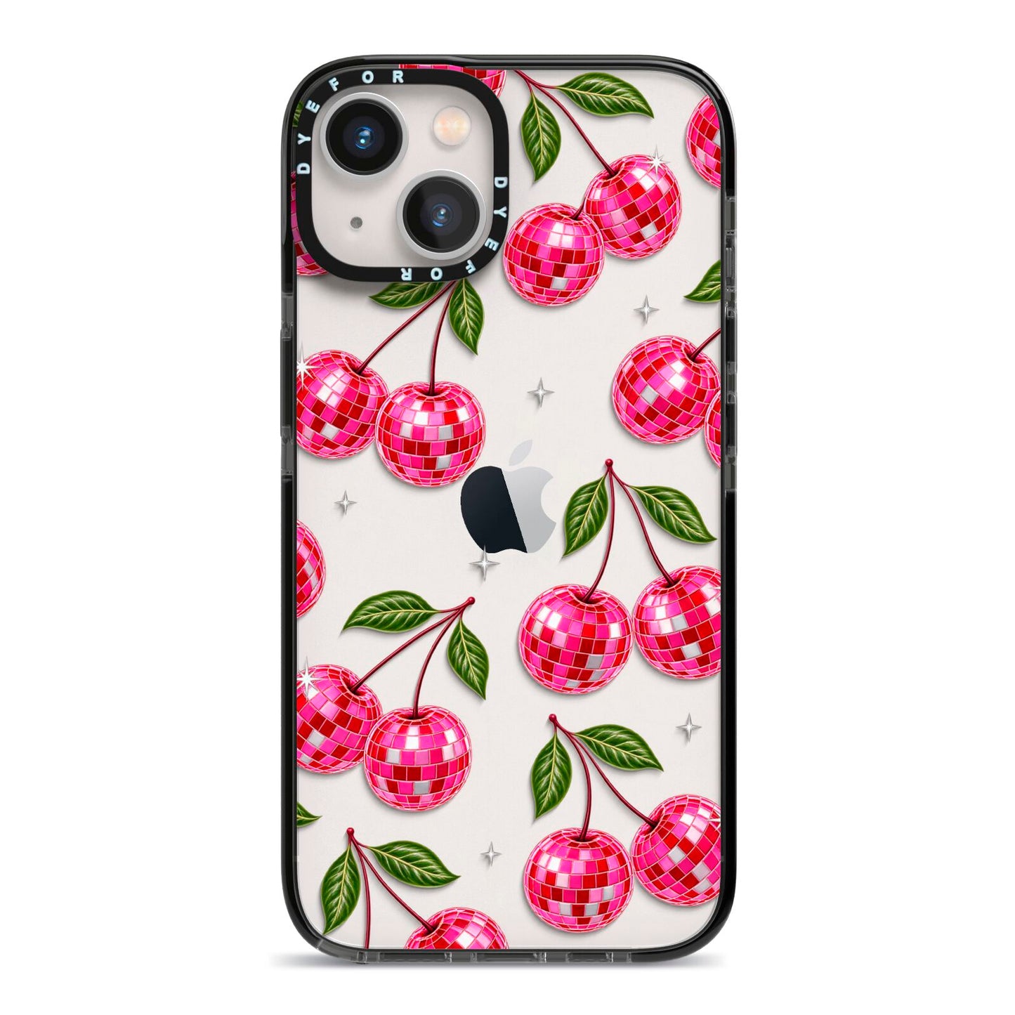 Cherry Afterparty iPhone 13 Black Impact Case on Silver phone