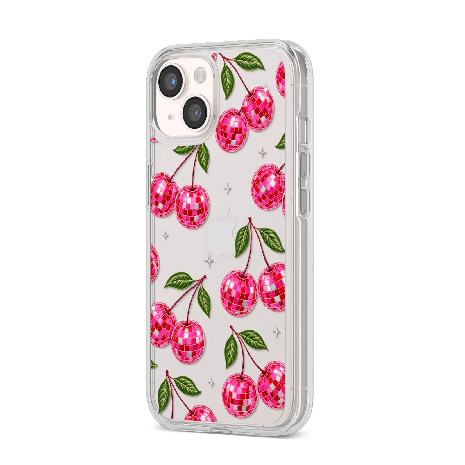 Cherry Afterparty iPhone 14 Clear Tough Case Starlight Angled Image