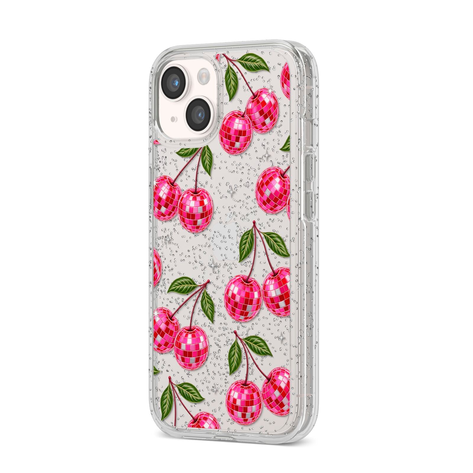 Cherry Afterparty iPhone 14 Glitter Tough Case Starlight Angled Image