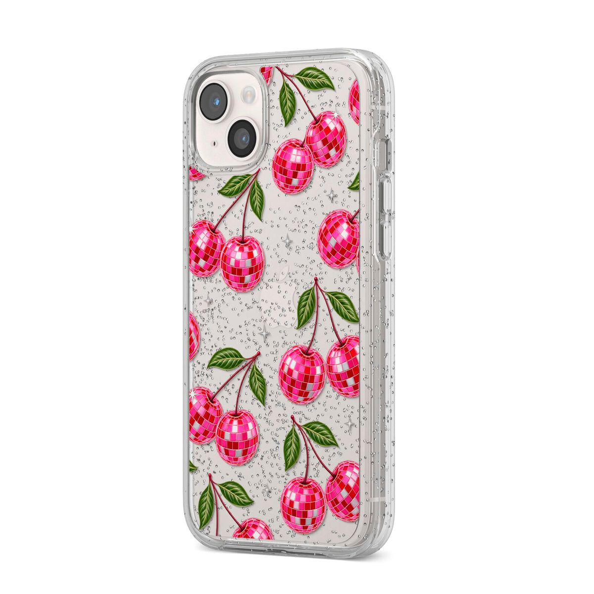 Cherry Afterparty iPhone 14 Plus Glitter Tough Case Starlight Angled Image