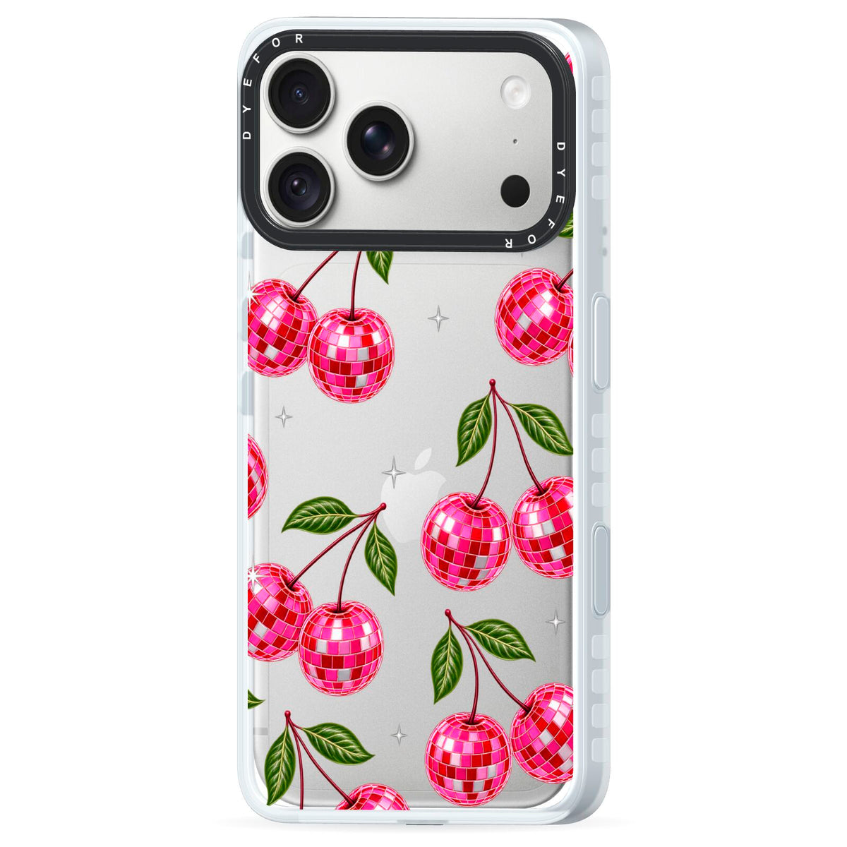 Cherry Afterparty iPhone 18 Pro Max Black Impact Pre order Case Side Angle on Silver phone