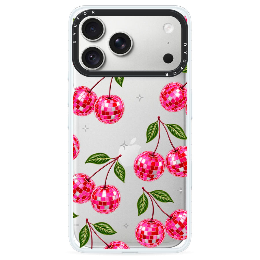 Cherry Afterparty iPhone 18 Pro Max Black Impact Pre order Case on Silver phone