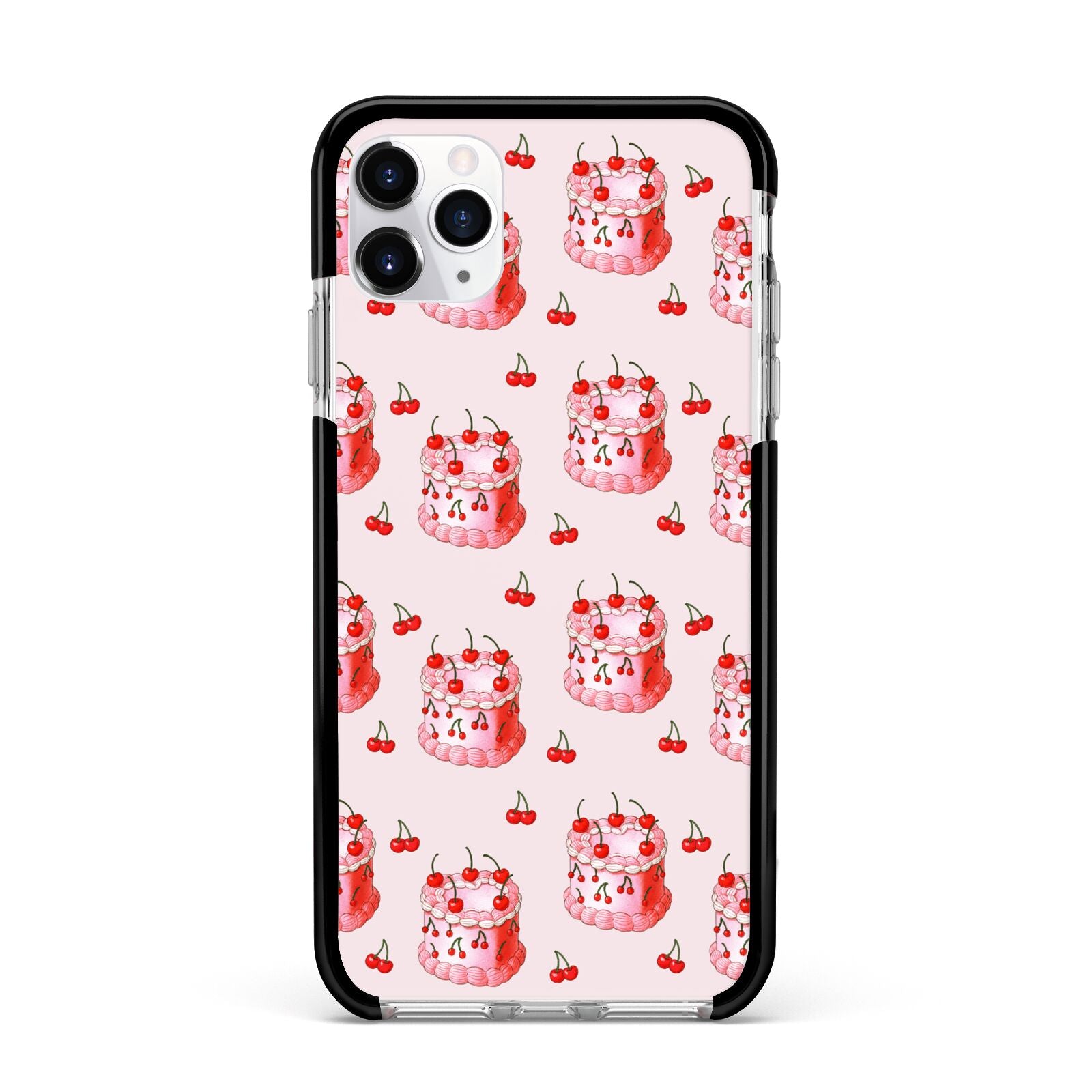 Cherry Cake Party Apple iPhone 11 Pro Max in Silver with Black Impact Case