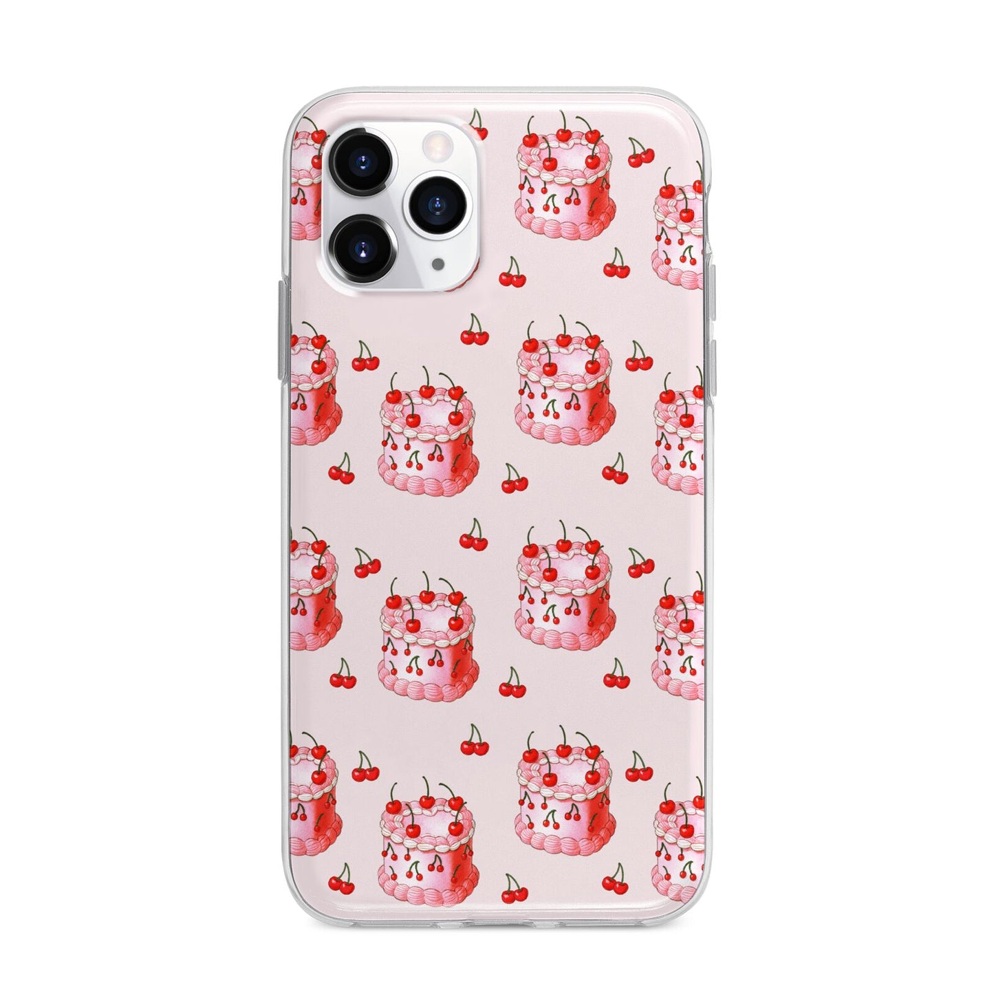 Cherry Cake Party Apple iPhone 11 Pro Max in Silver with Bumper Case
