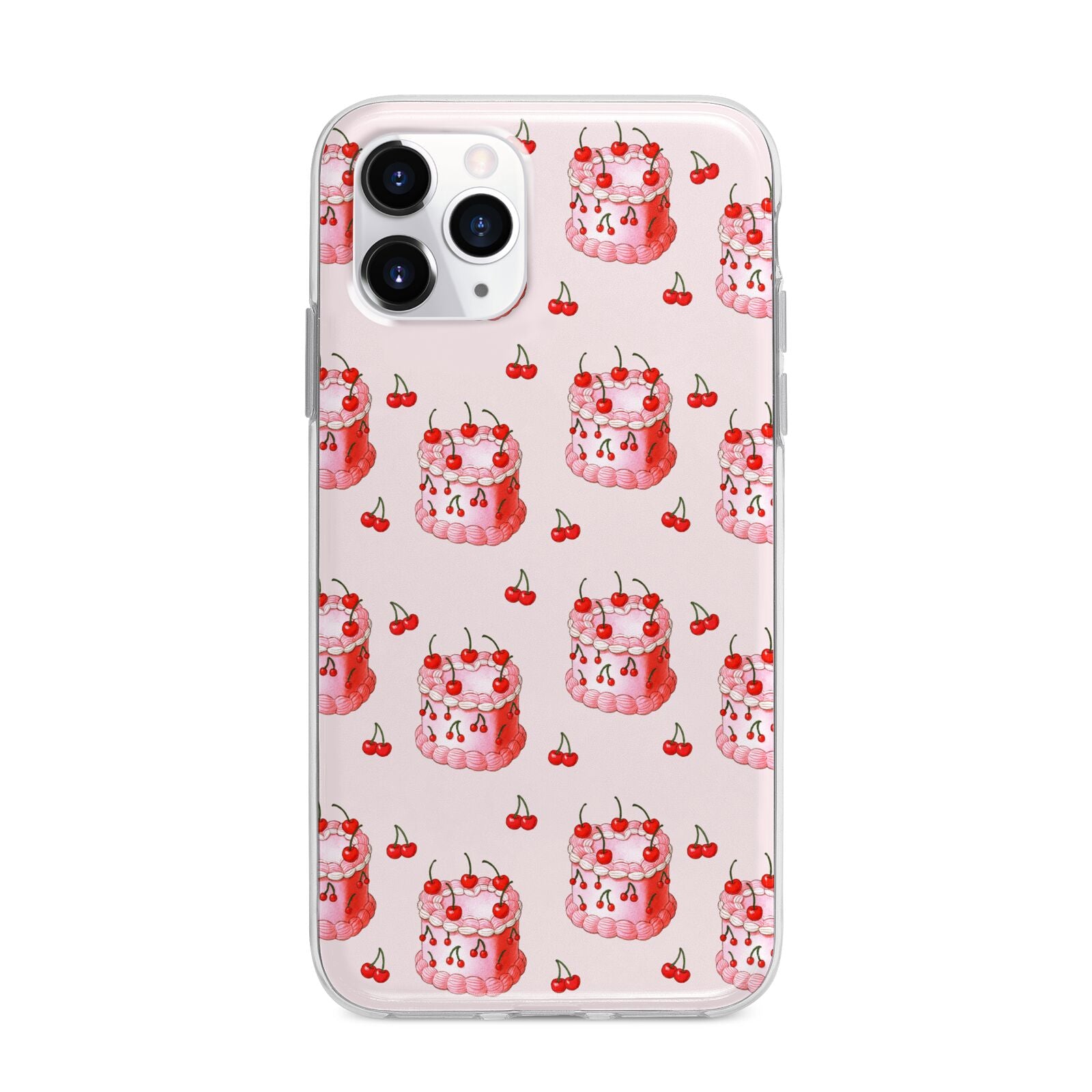 Cherry Cake Party Apple iPhone 11 Pro Max in Silver with Bumper Case