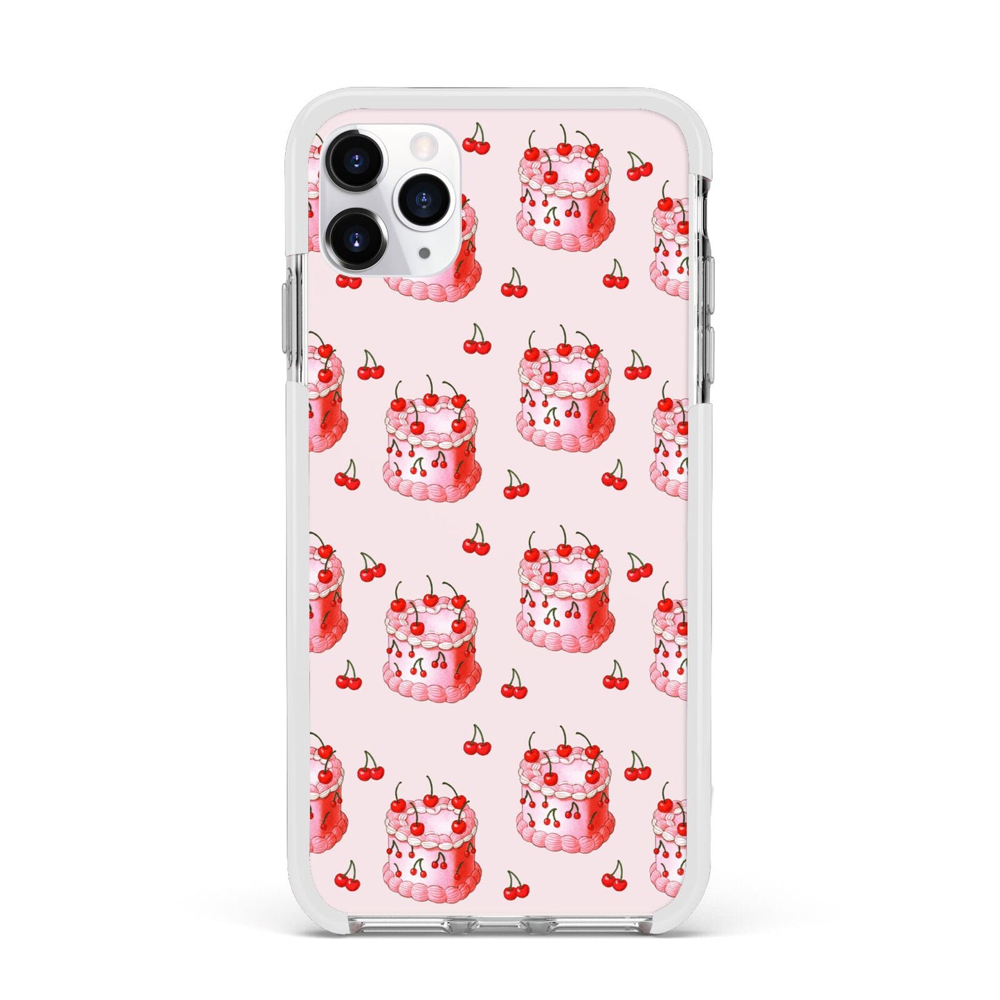 Cherry Cake Party Apple iPhone 11 Pro Max in Silver with White Impact Case