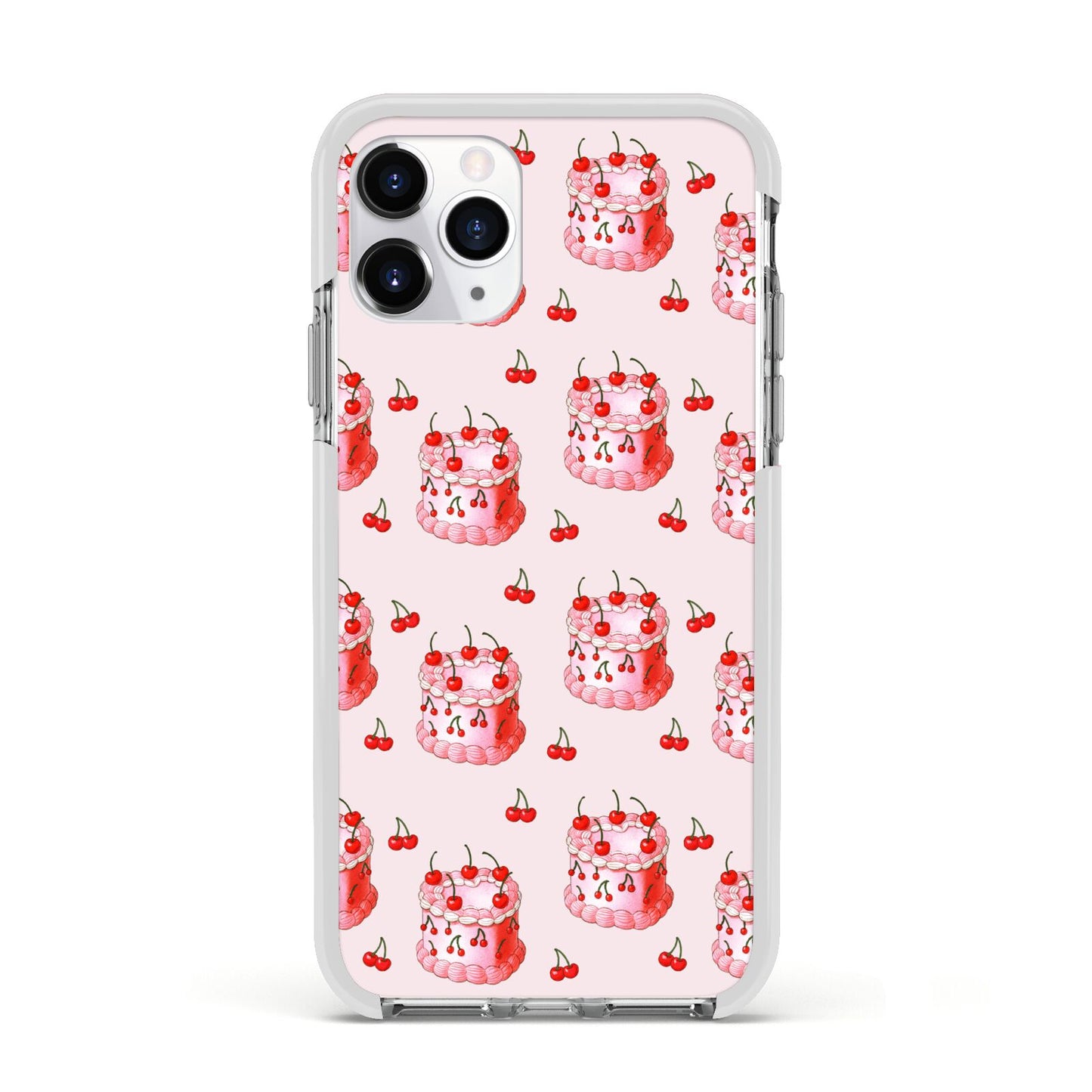 Cherry Cake Party Apple iPhone 11 Pro in Silver with White Impact Case