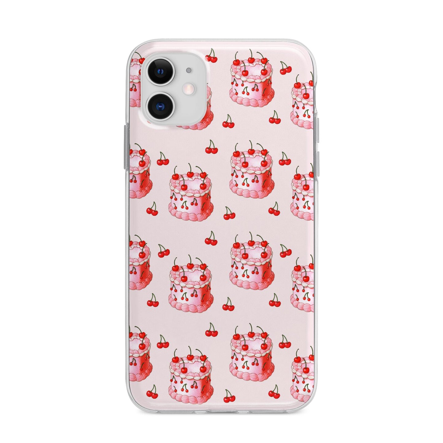 Cherry Cake Party Apple iPhone 11 in White with Bumper Case