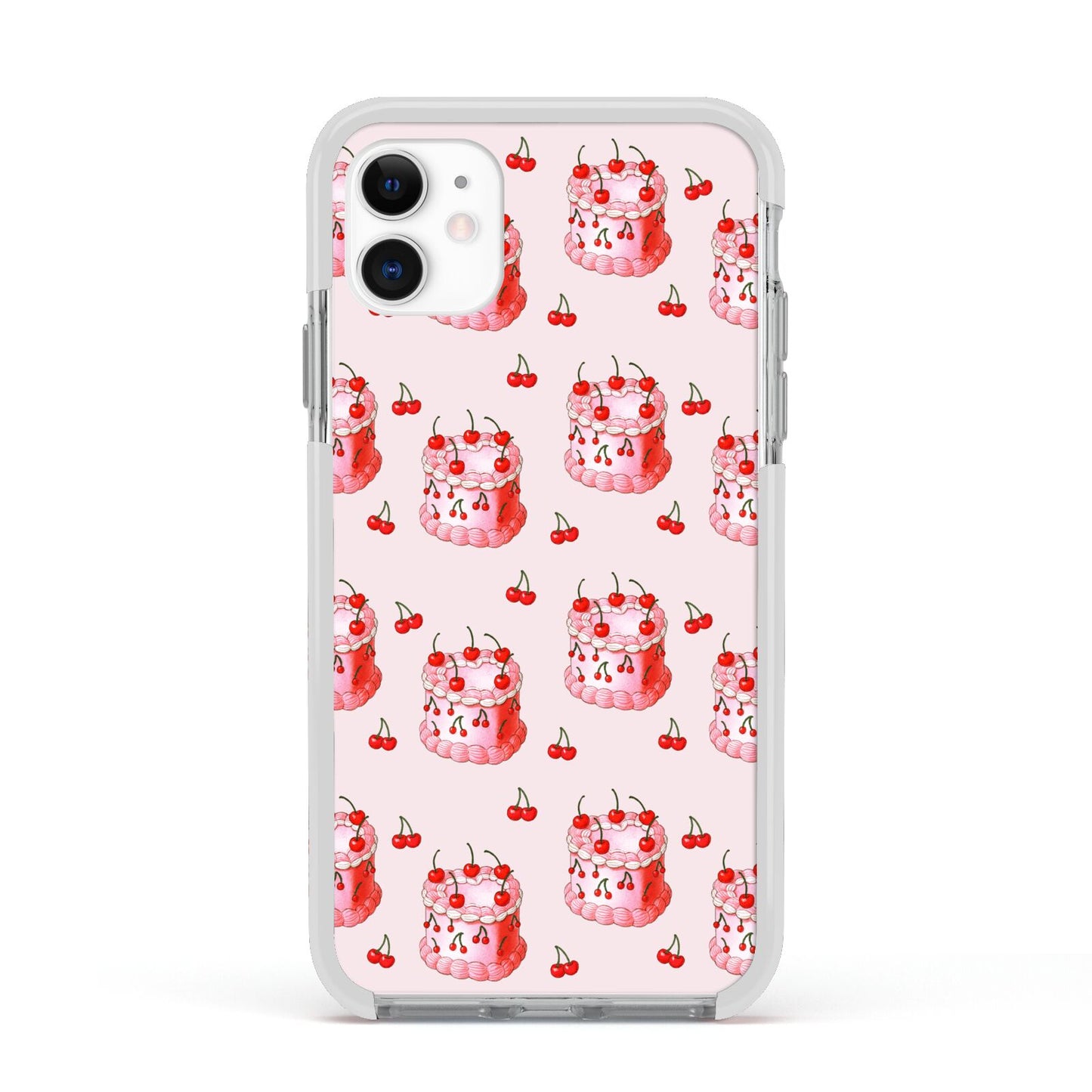Cherry Cake Party Apple iPhone 11 in White with White Impact Case