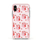 Cherry Cake Party Apple iPhone Xs Impact Case Pink Edge on Silver Phone