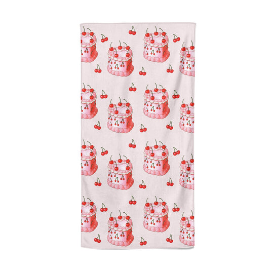 Cherry Cake Party Beach Towel