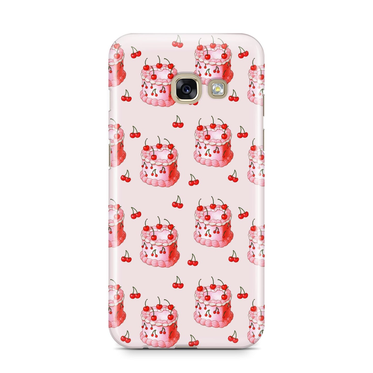 Cherry Cake Party Samsung Galaxy A3 2017 Case on gold phone