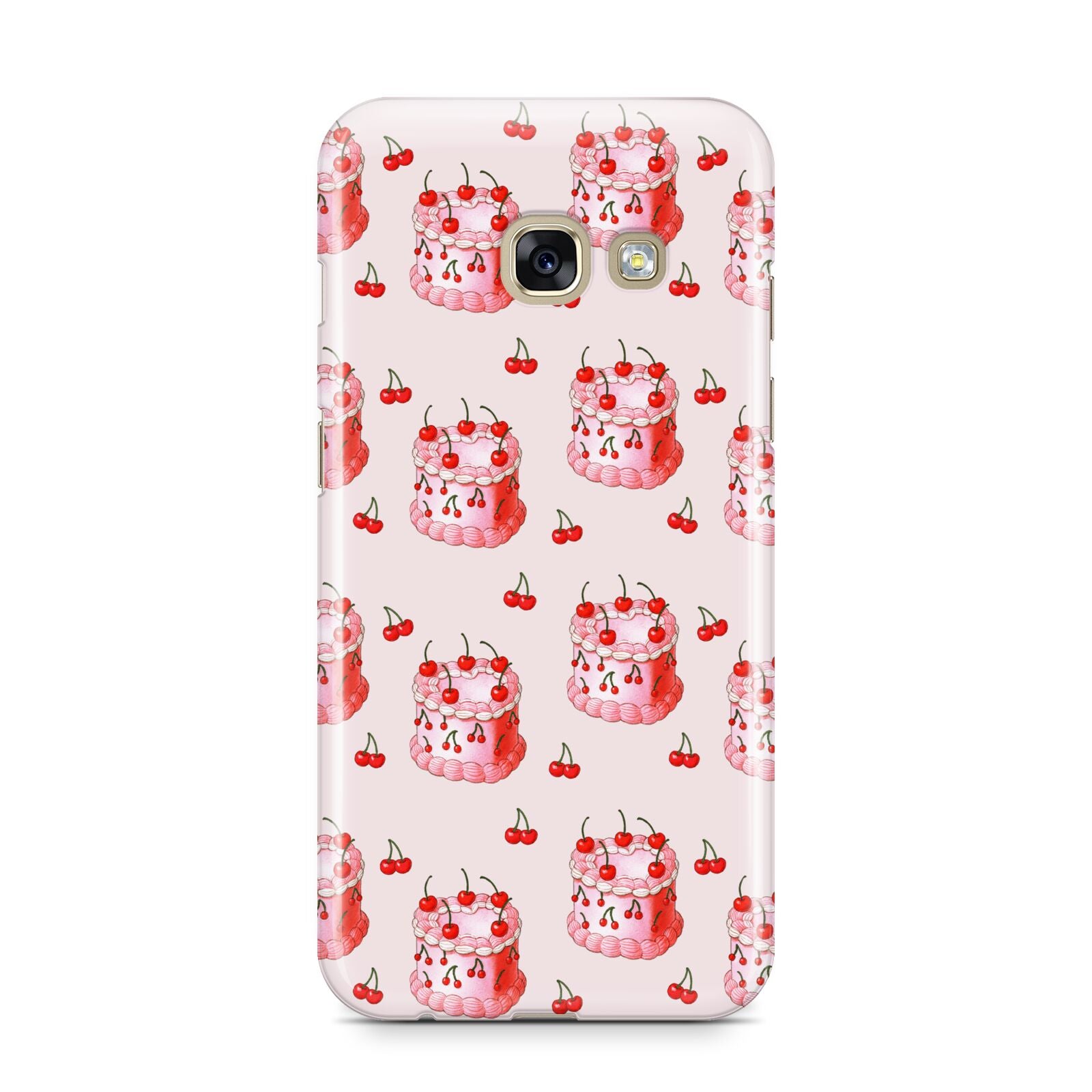 Cherry Cake Party Samsung Galaxy A3 2017 Case on gold phone