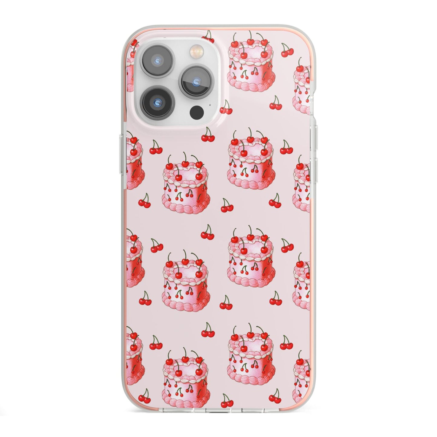 Cherry Cake Party iPhone 13 Pro Max TPU Impact Case with Pink Edges
