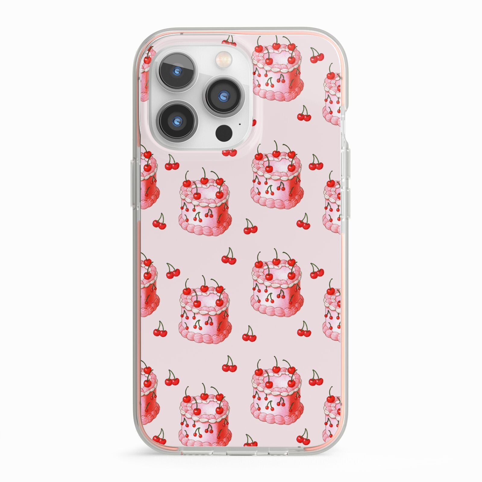 Cherry Cake Party iPhone 13 Pro TPU Impact Case with Pink Edges