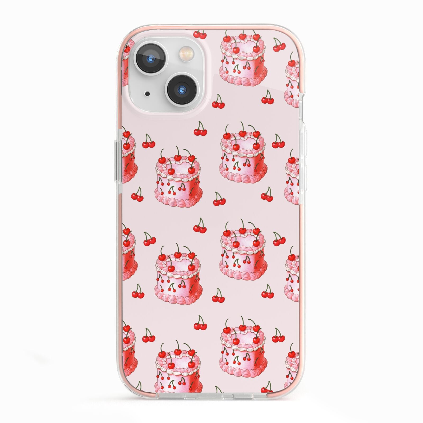 Cherry Cake Party iPhone 13 TPU Impact Case with Pink Edges