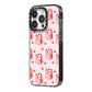 Cherry Cake Party iPhone 14 Pro Black Impact Case Side Angle on Silver phone