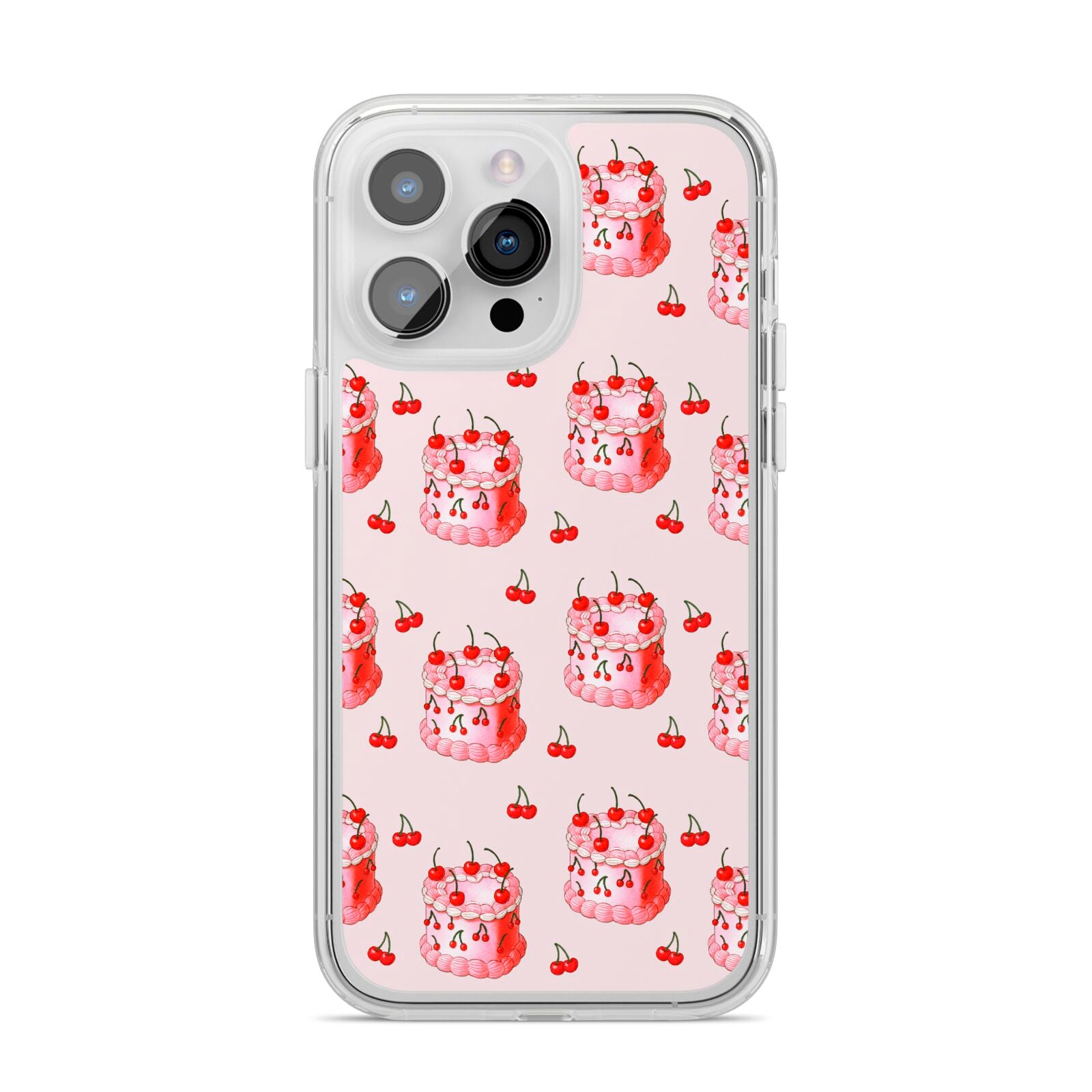 Cherry Cake Party iPhone 14 Pro Max Clear Tough Case Silver