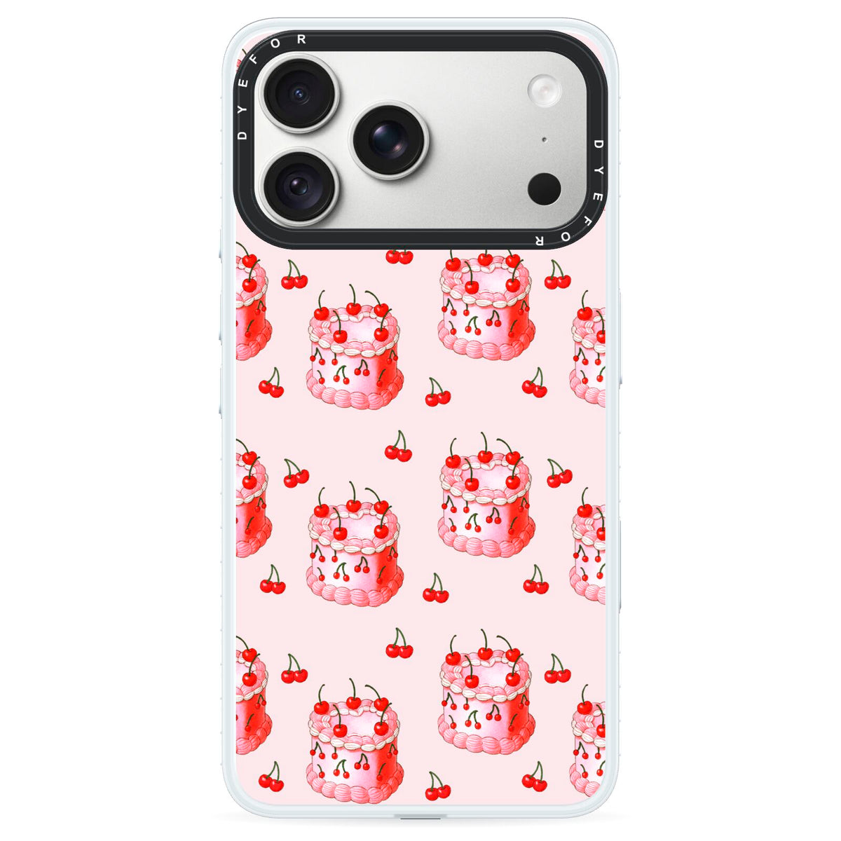 Cherry Cake Party iPhone 18 Pro Max Black Impact Pre order Case on Silver phone