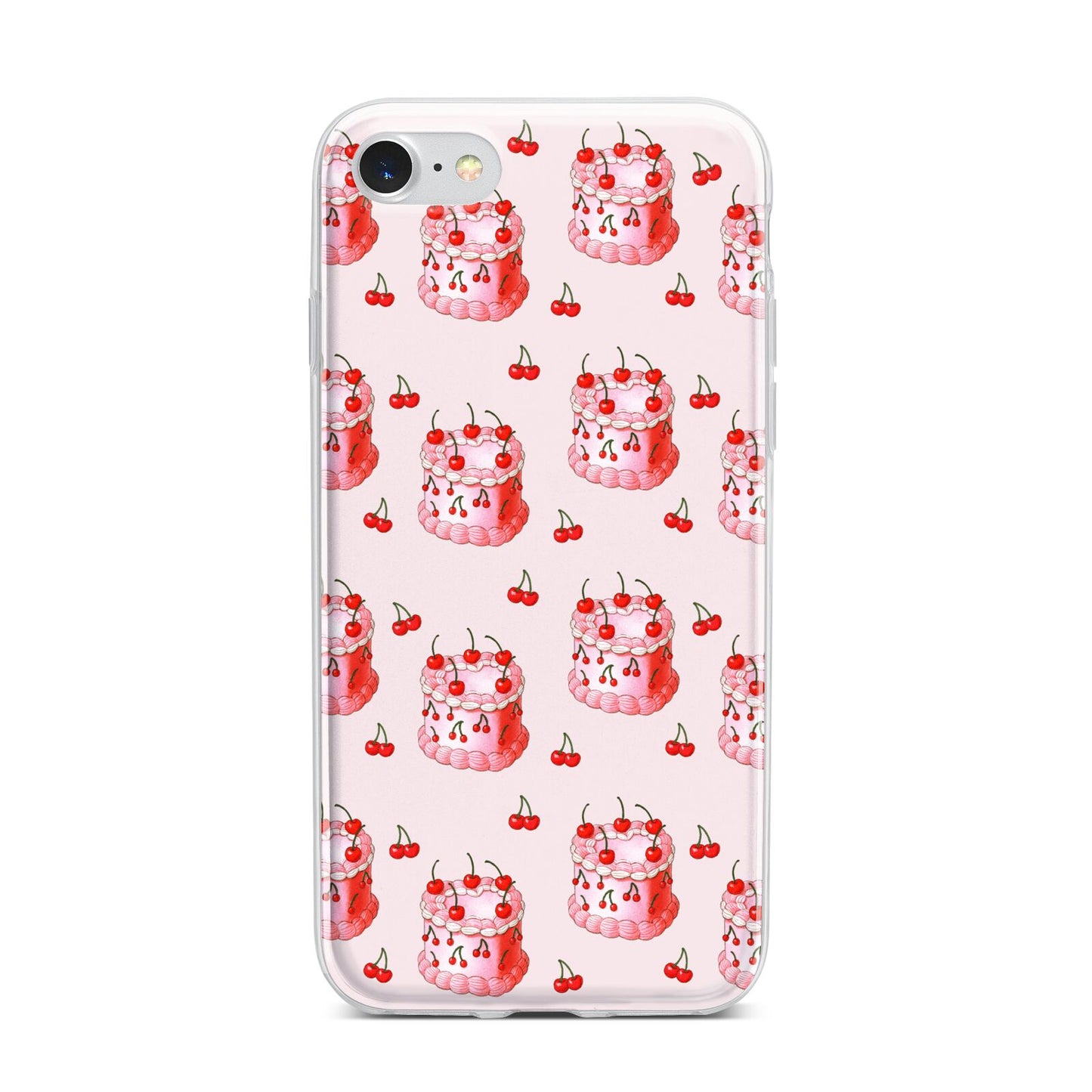 Cherry Cake Party iPhone 7 Bumper Case on Silver iPhone