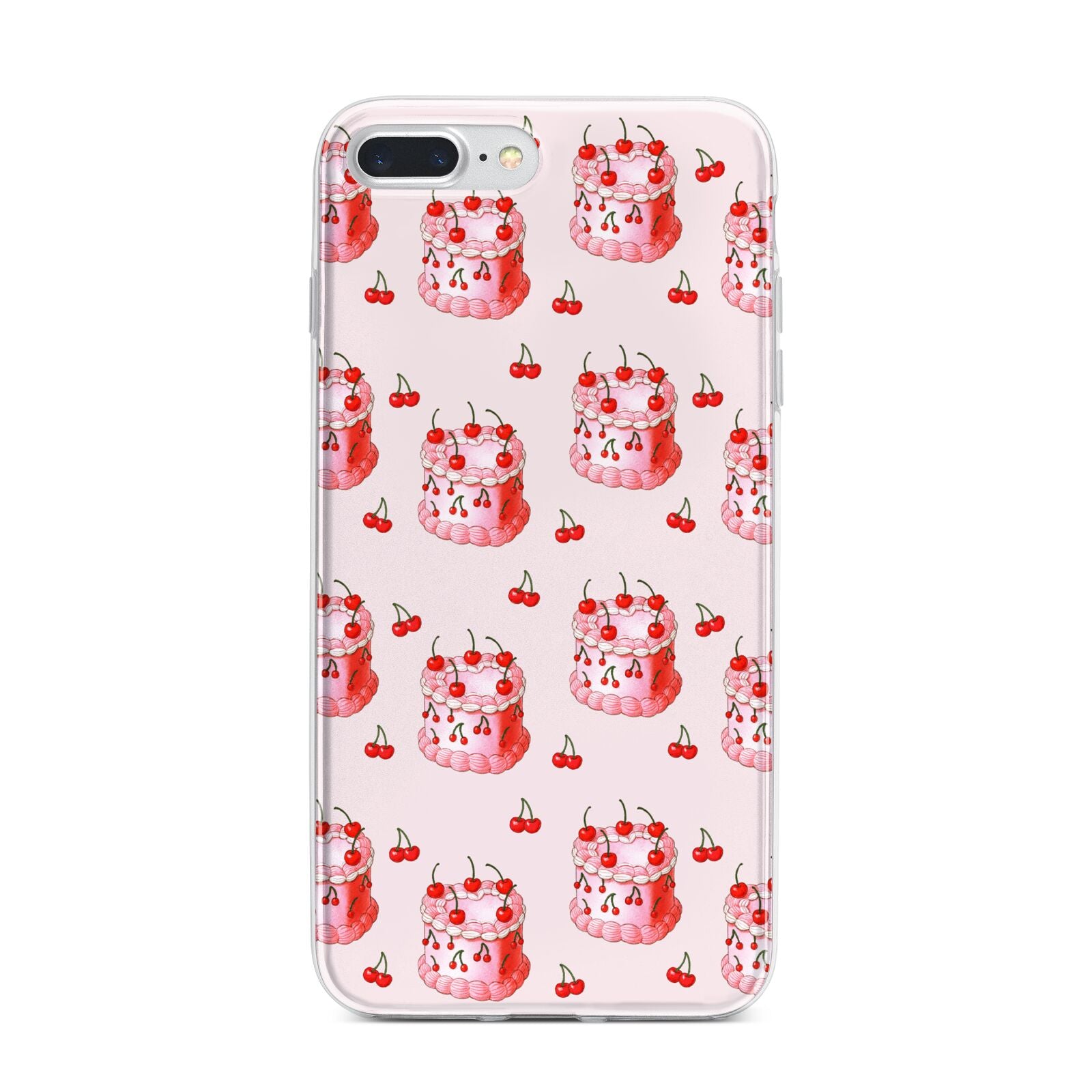Cherry Cake Party iPhone 7 Plus Bumper Case on Silver iPhone