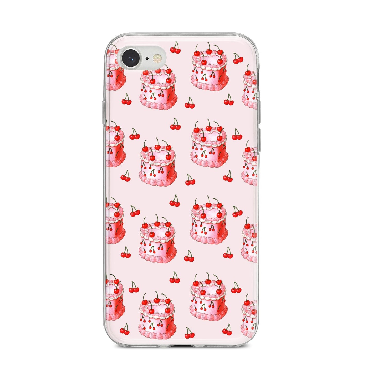 Cherry Cake Party iPhone 8 Bumper Case on Silver iPhone