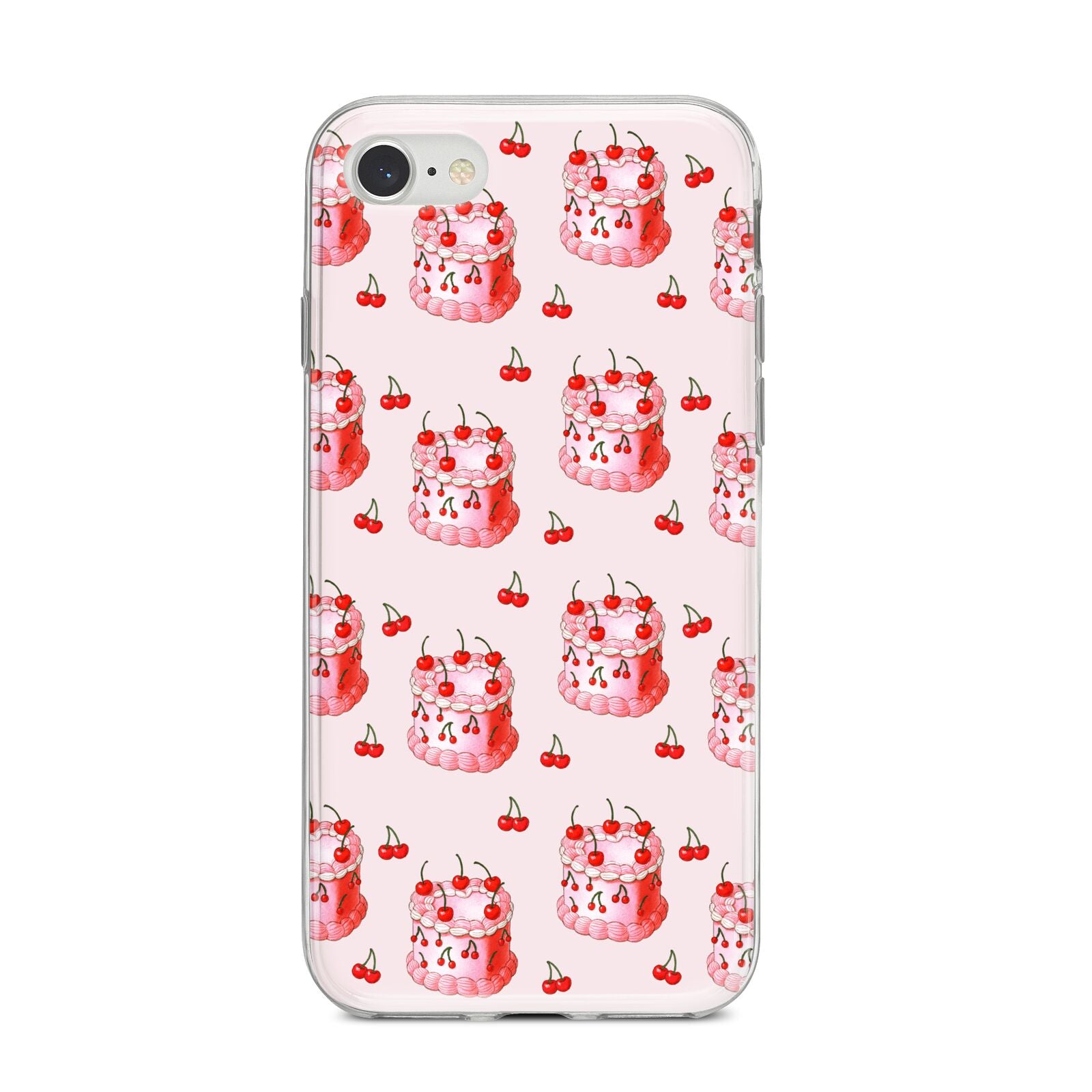 Cherry Cake Party iPhone 8 Bumper Case on Silver iPhone