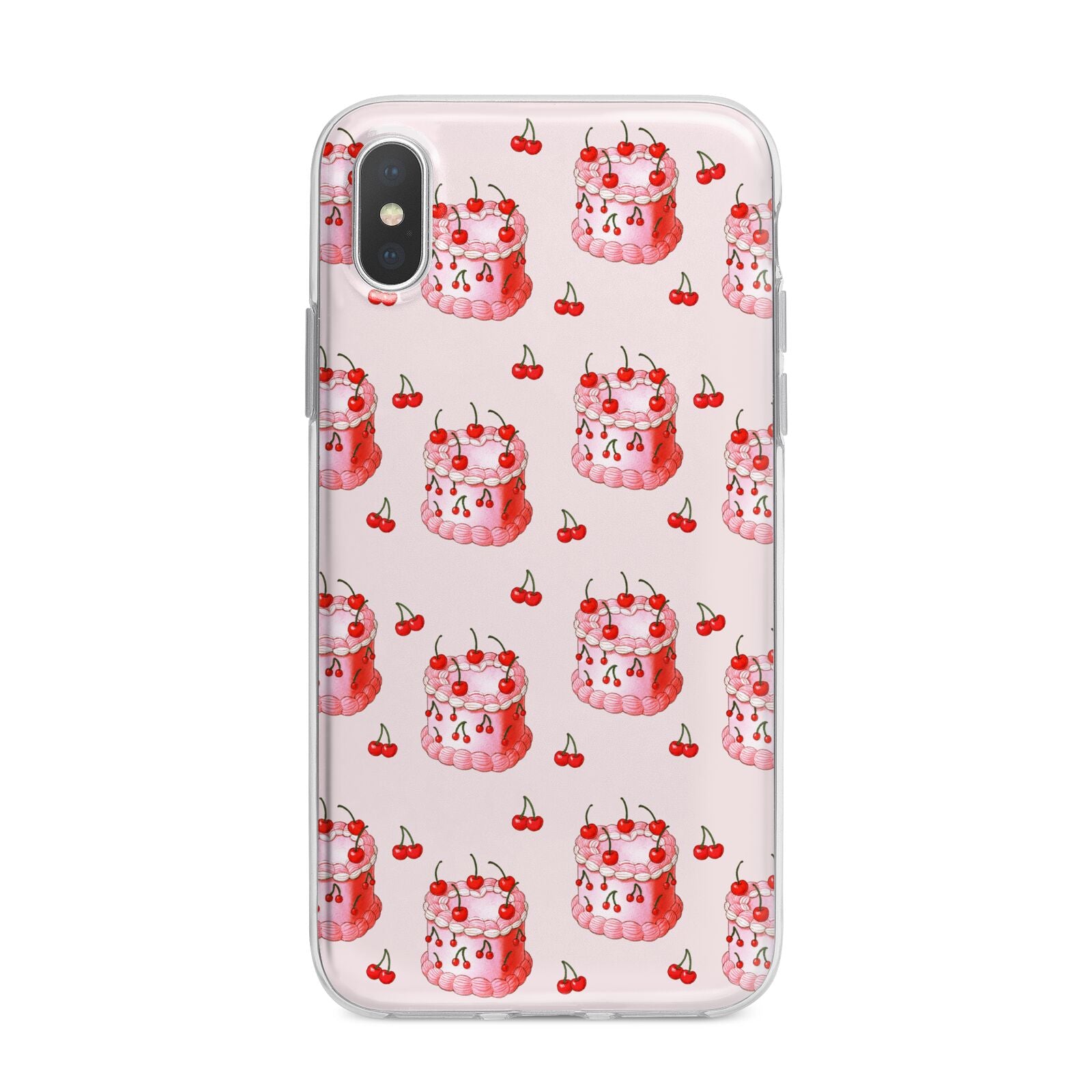 Cherry Cake Party iPhone X Bumper Case on Silver iPhone Alternative Image 1