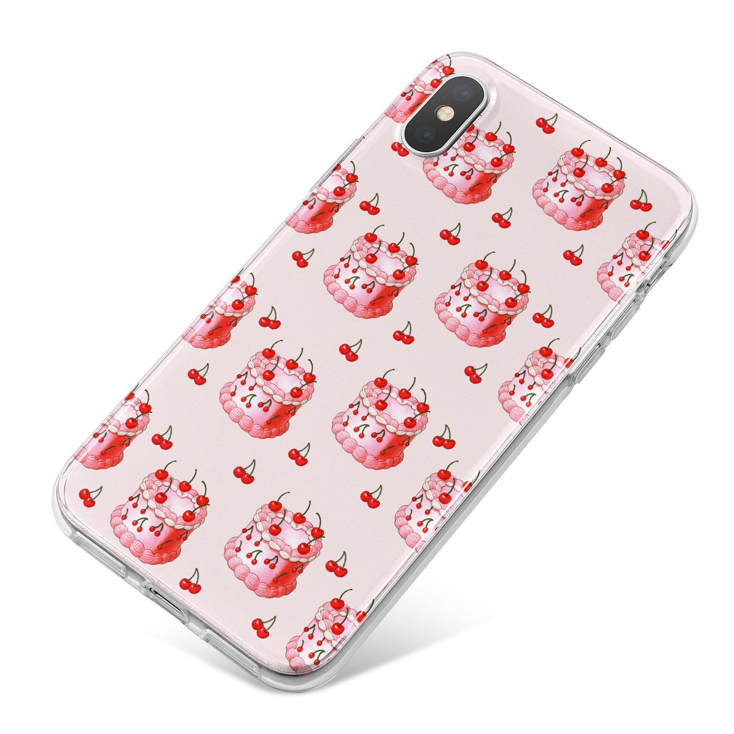 Cherry Cake Party iPhone X Bumper Case on Silver iPhone