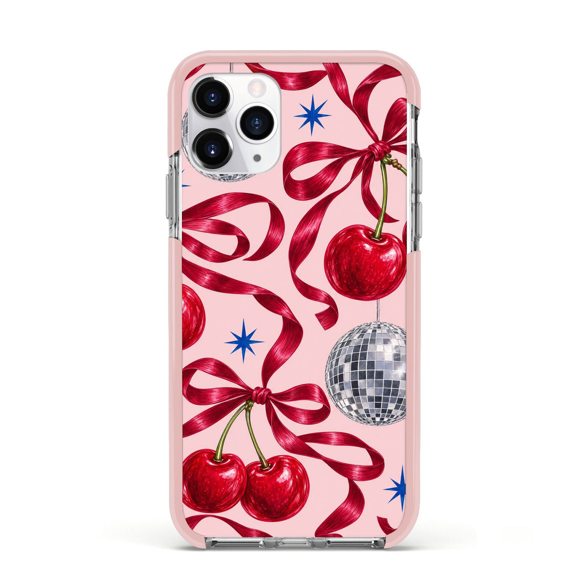 Cherry Disco Apple iPhone 11 Pro in Silver with Pink Impact Case