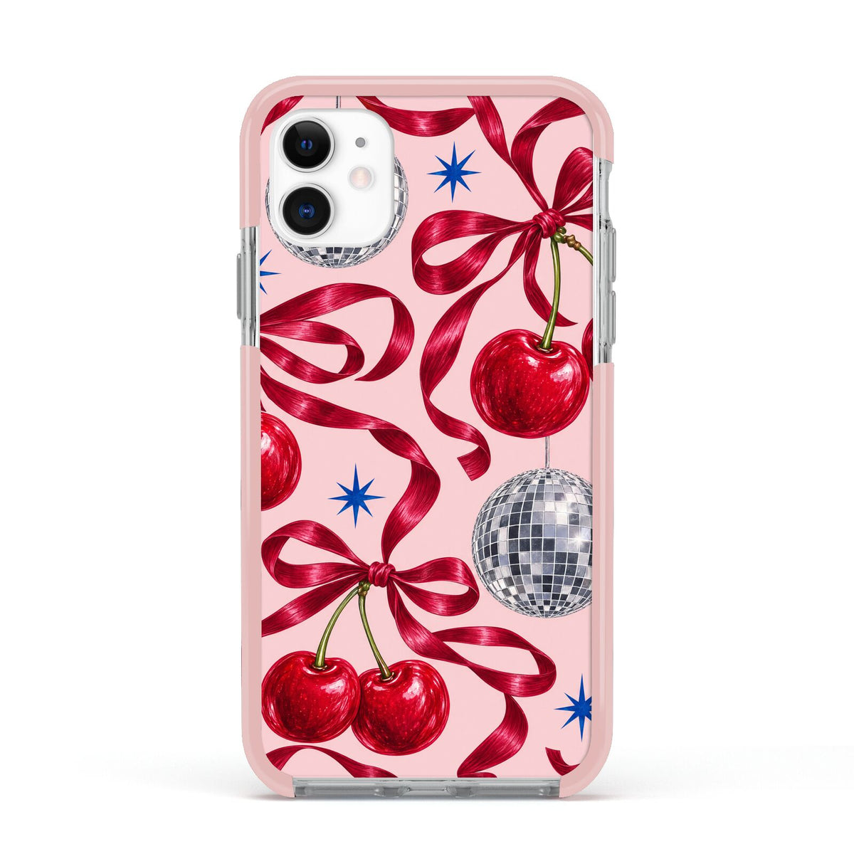 Cherry Disco Apple iPhone 11 in White with Pink Impact Case