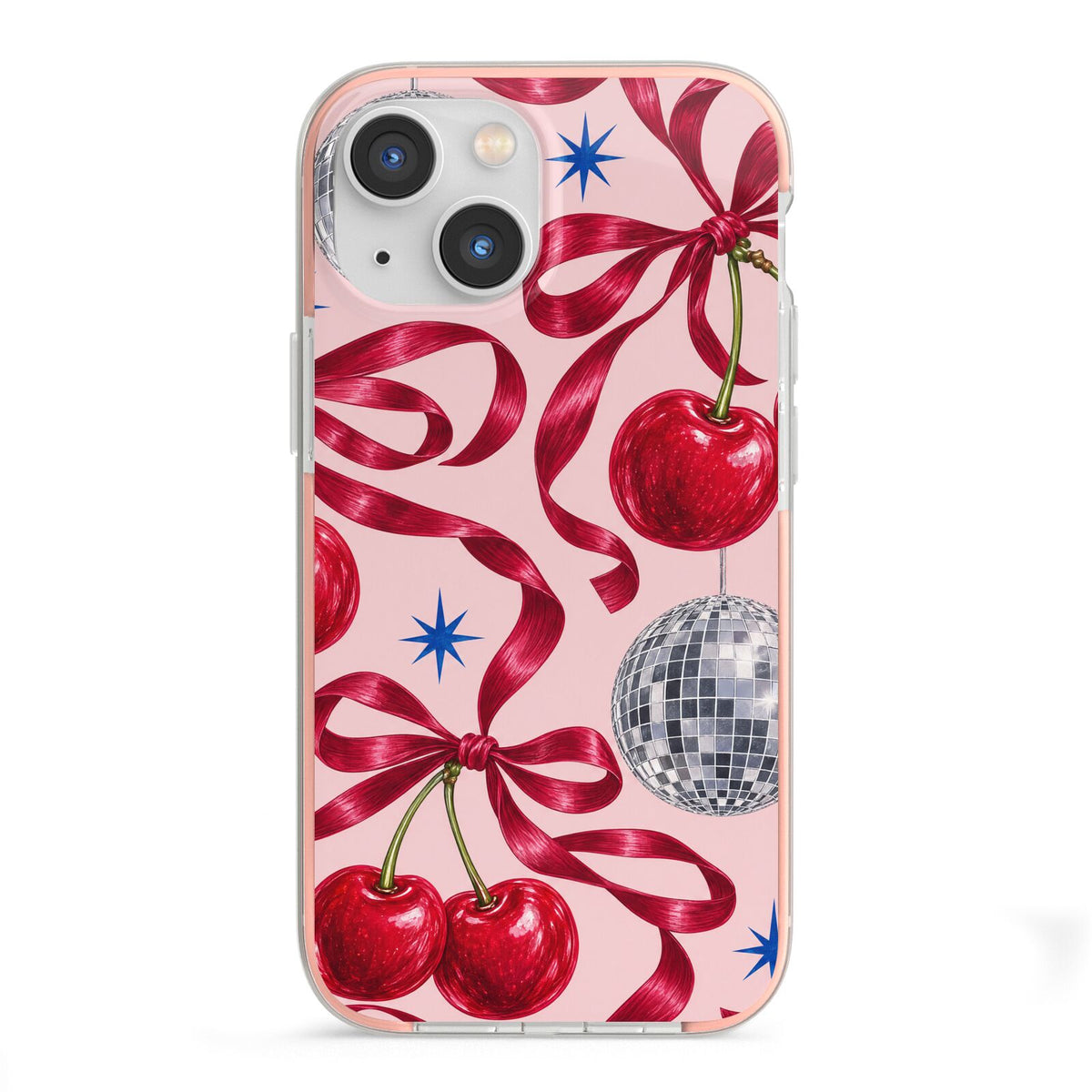 Cherry Disco iPhone 13 Mini TPU Impact Case with Pink Edges