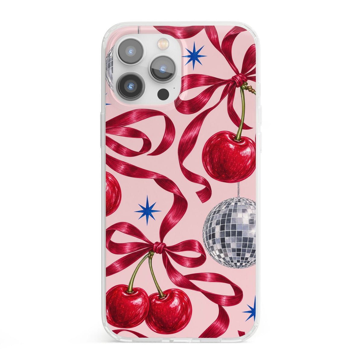 Cherry Disco iPhone 13 Pro Max Clear Bumper Case