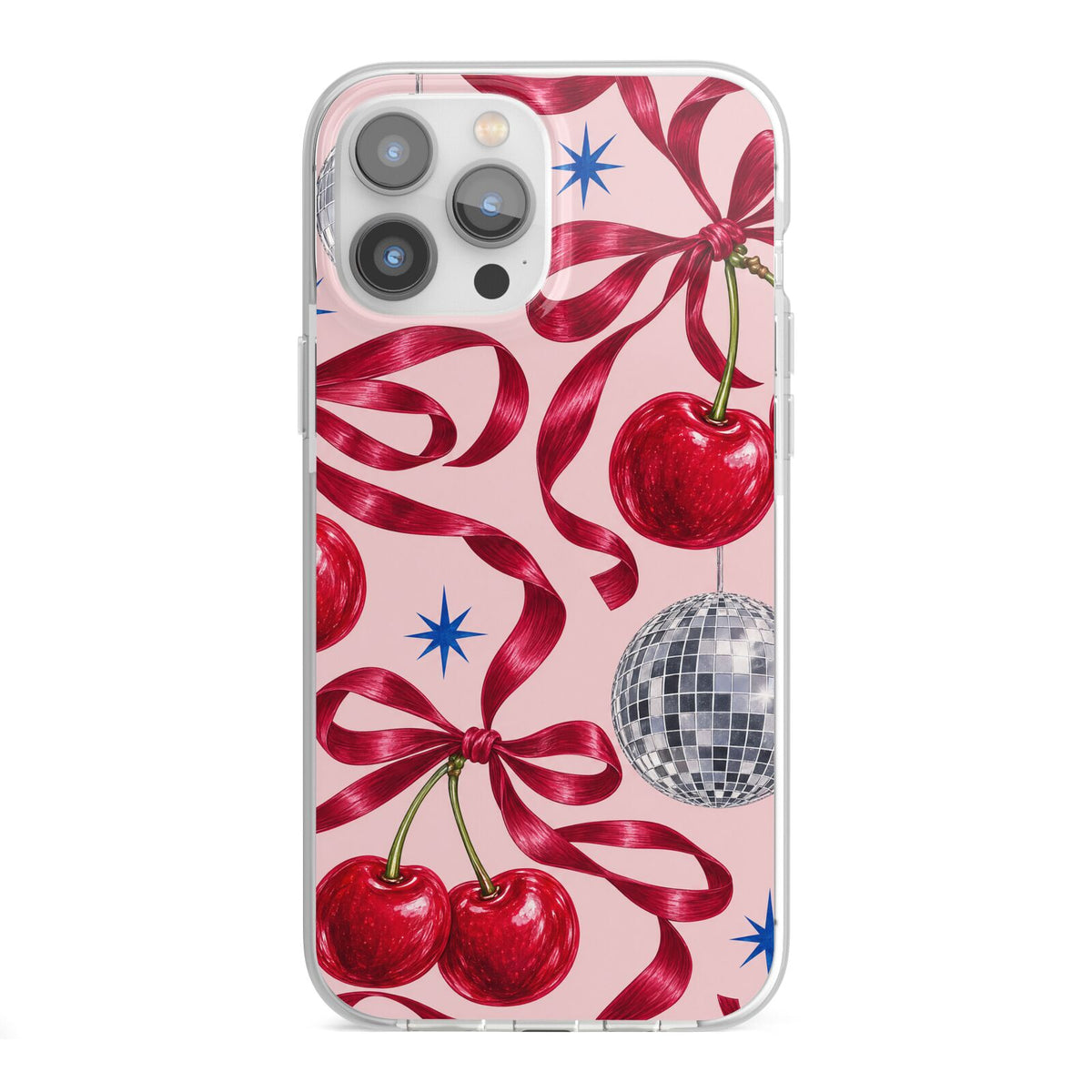 Cherry Disco iPhone 13 Pro Max TPU Impact Case with White Edges