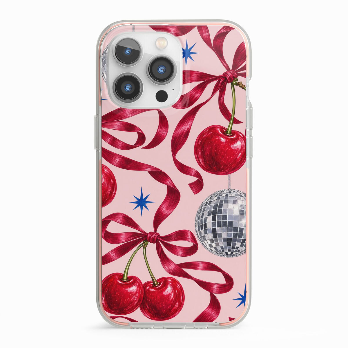 Cherry Disco iPhone 13 Pro TPU Impact Case with Pink Edges