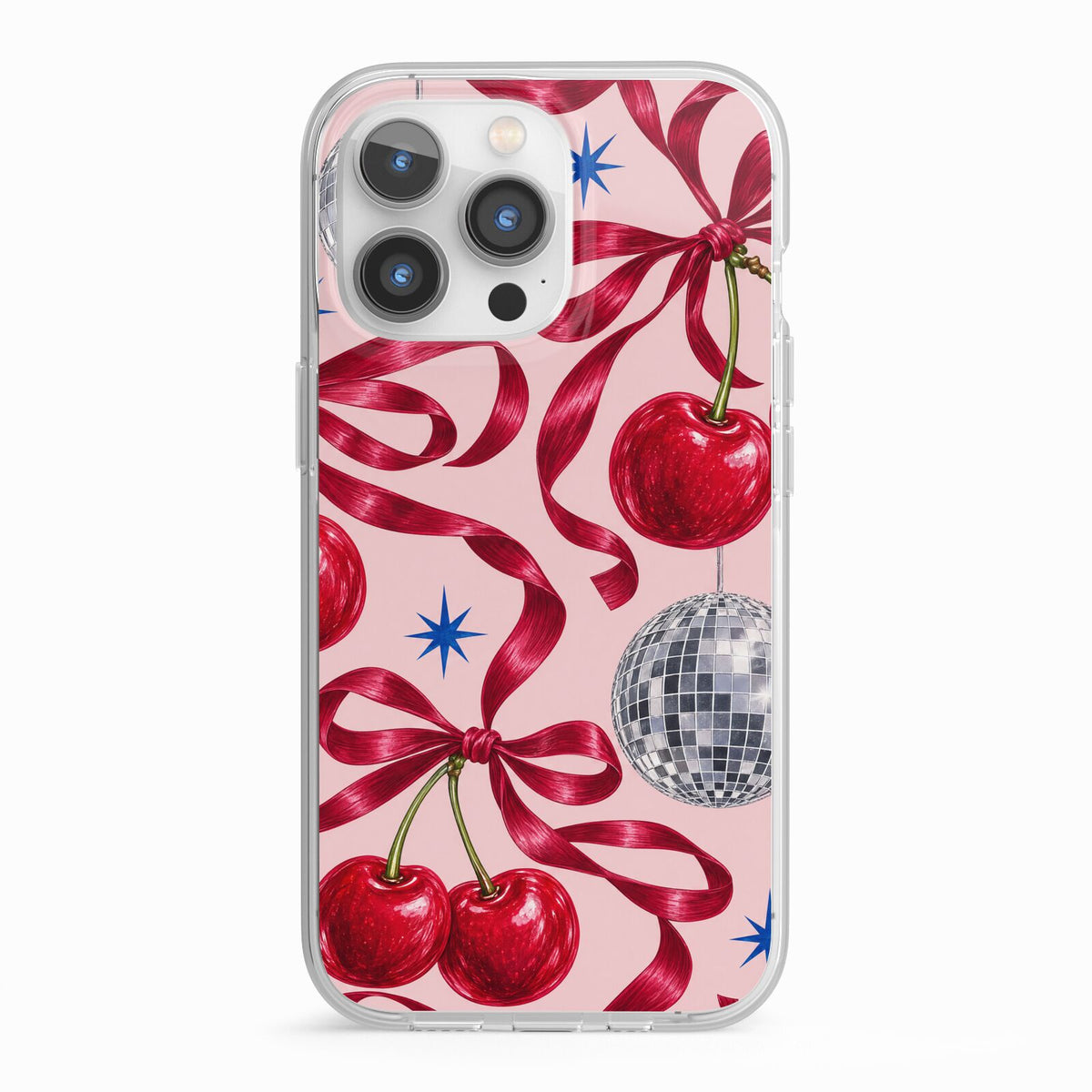 Cherry Disco iPhone 13 Pro TPU Impact Case with White Edges