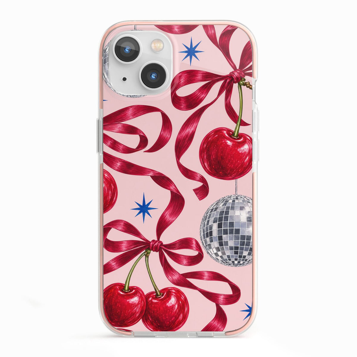 Cherry Disco iPhone 13 TPU Impact Case with Pink Edges