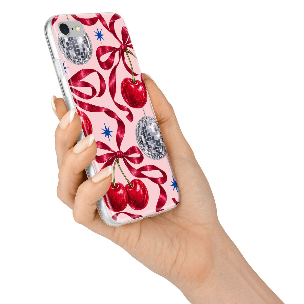 Cherry Disco iPhone 7 Bumper Case on Silver iPhone Alternative Image