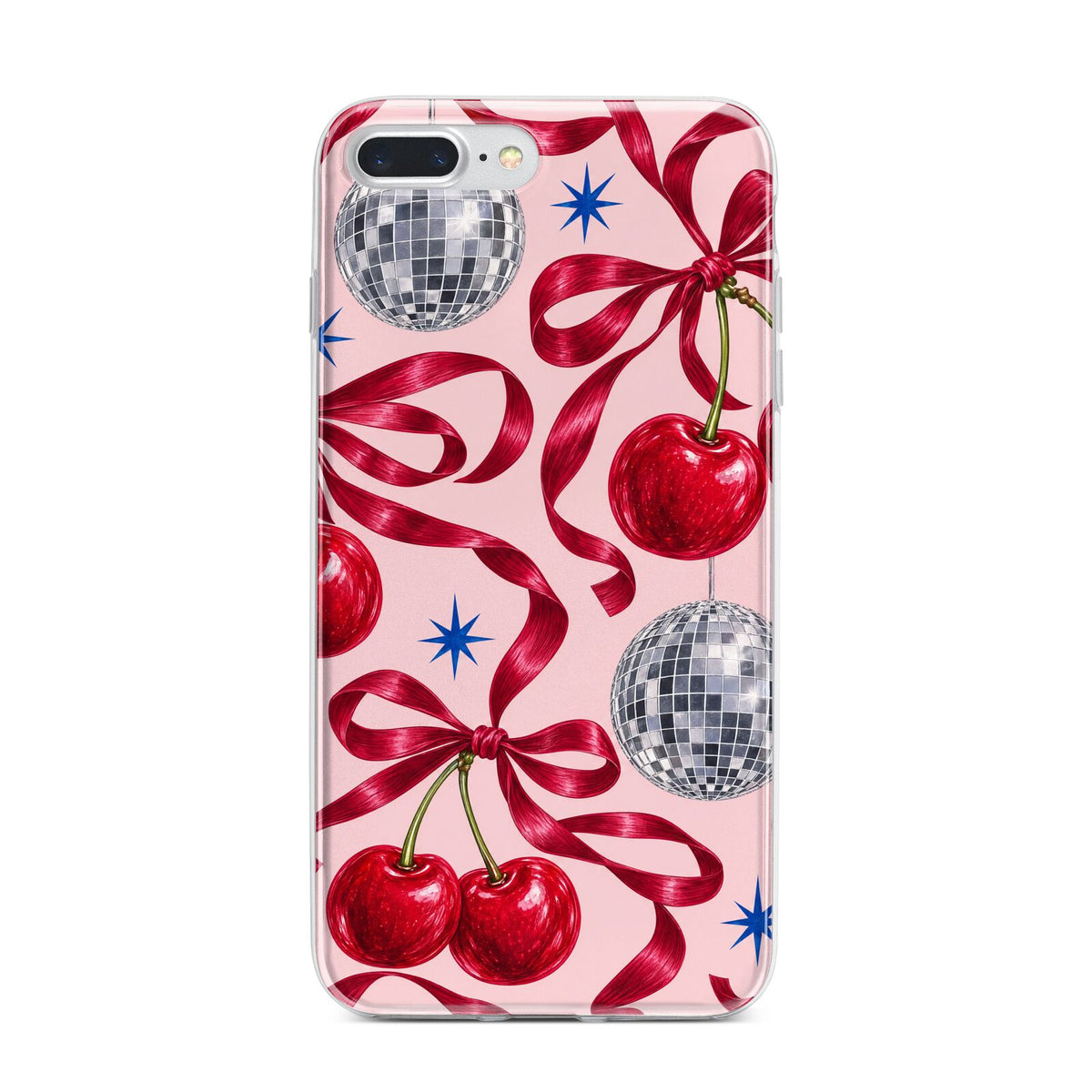 Cherry Disco iPhone 7 Plus Bumper Case on Silver iPhone