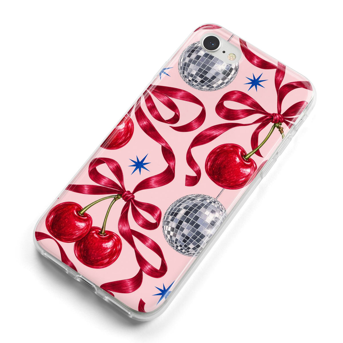 Cherry Disco iPhone 8 Bumper Case on Silver iPhone Alternative Image