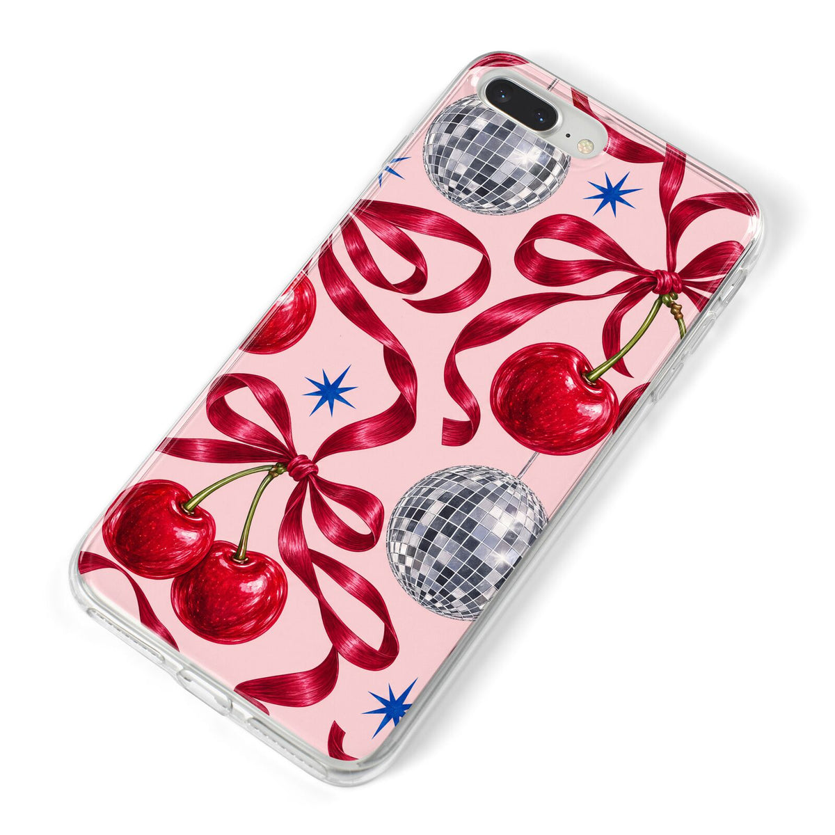 Cherry Disco iPhone 8 Plus Bumper Case on Silver iPhone Alternative Image