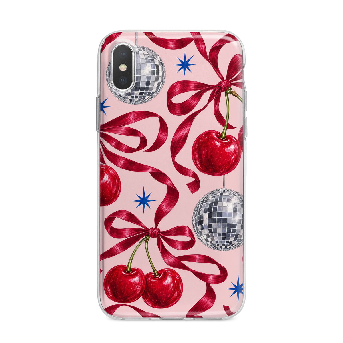 Cherry Disco iPhone X Bumper Case on Silver iPhone Alternative Image 1