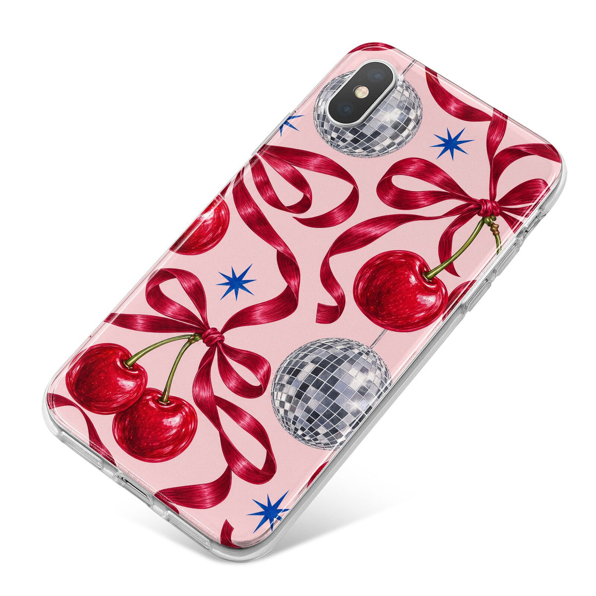 Cherry Disco iPhone X Bumper Case on Silver iPhone
