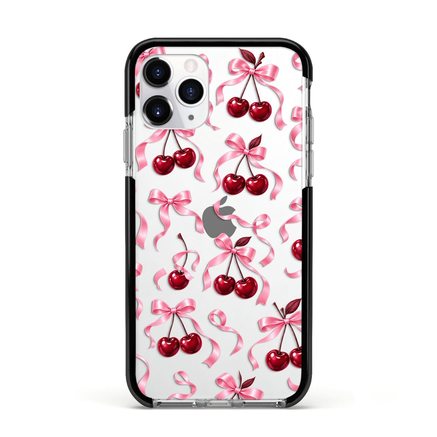 Cherry Silk Bows Apple iPhone 11 Pro in Silver with Black Impact Case