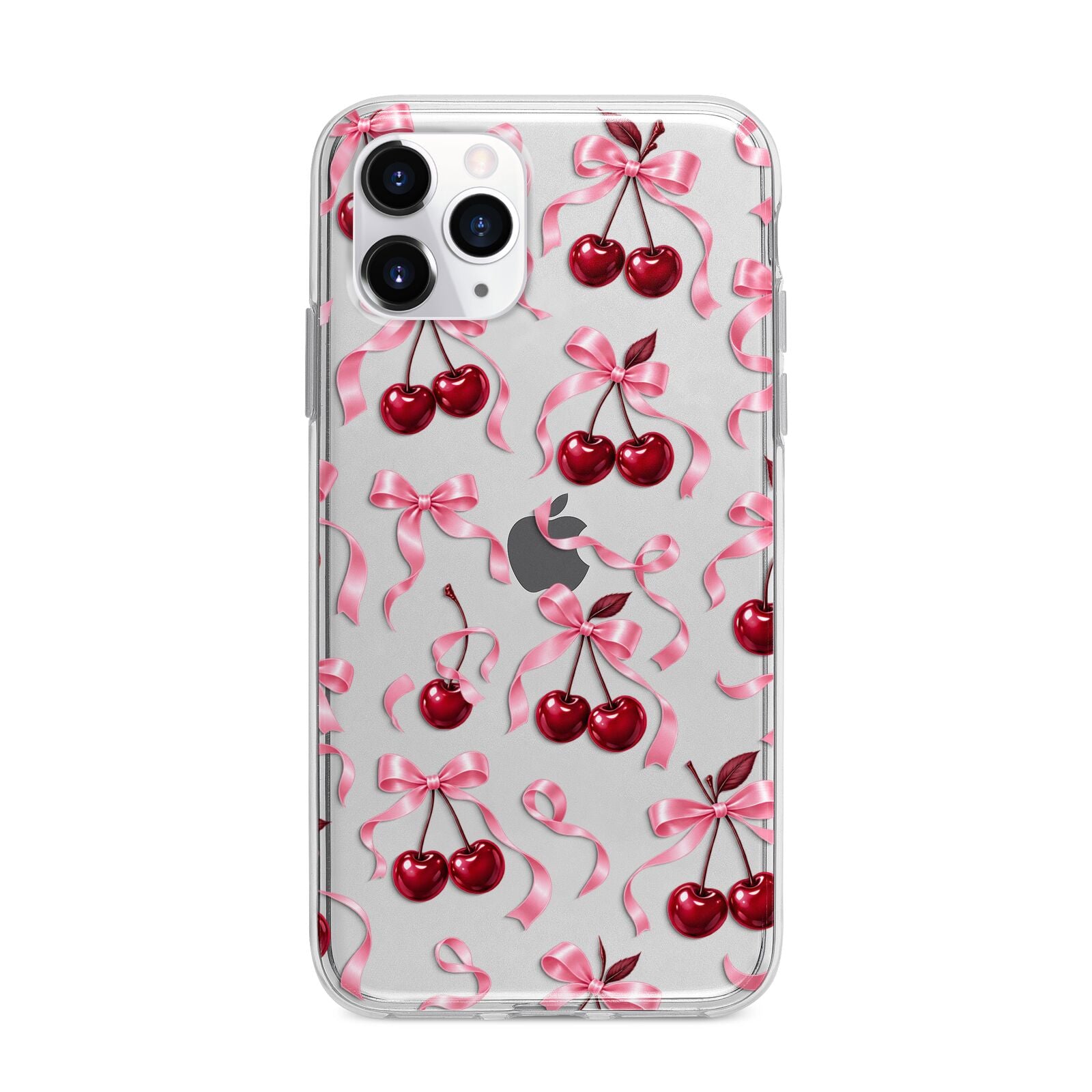 Cherry Silk Bows Apple iPhone 11 Pro in Silver with Bumper Case