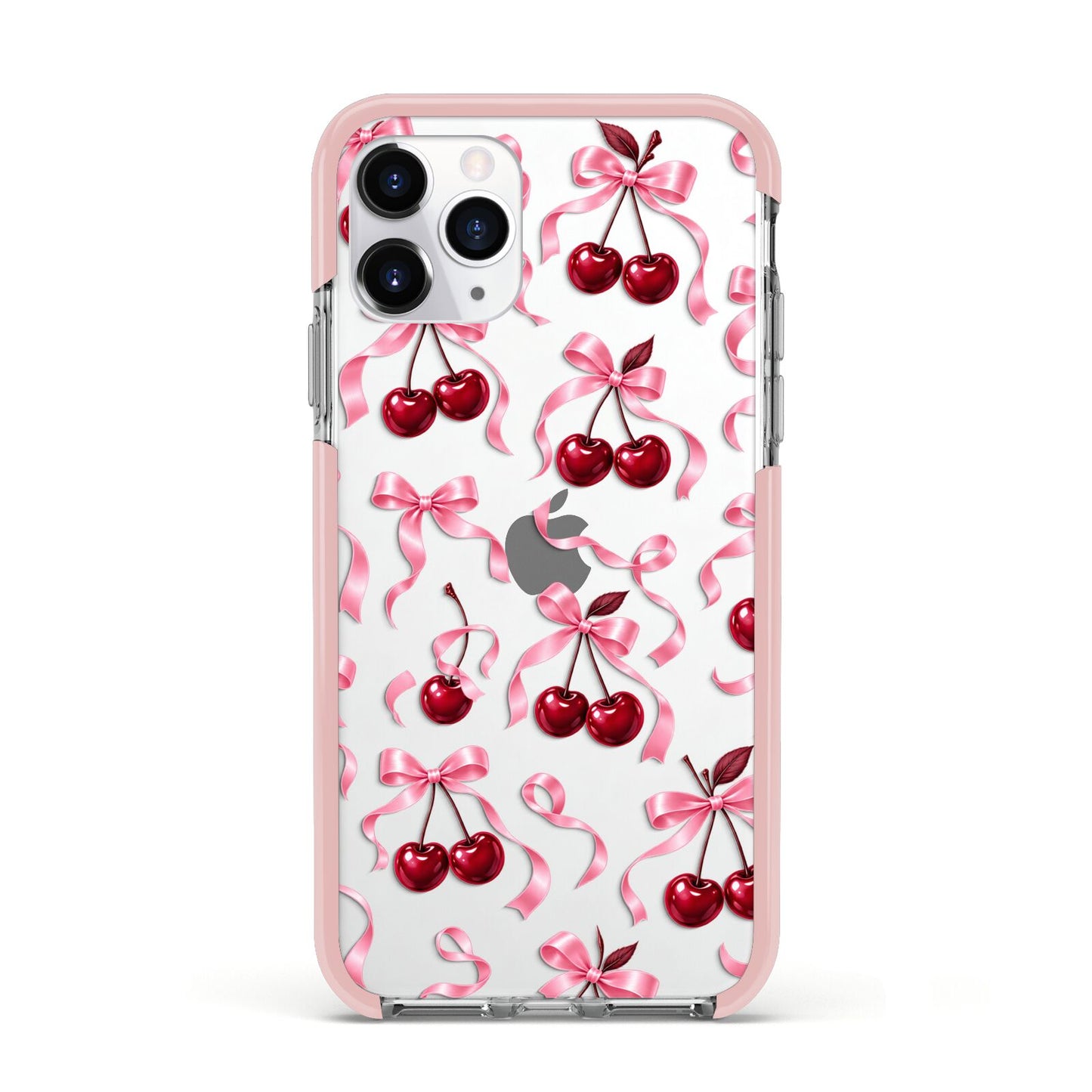 Cherry Silk Bows Apple iPhone 11 Pro in Silver with Pink Impact Case