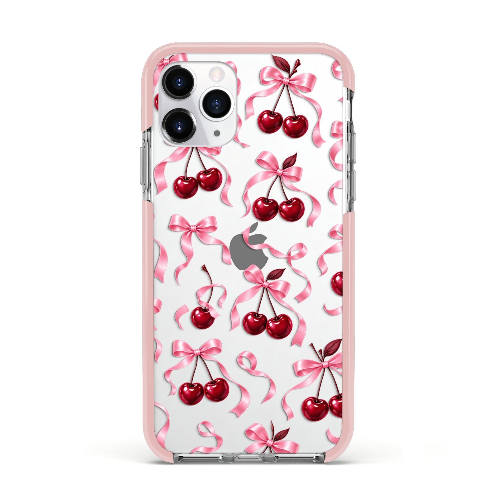 Cherry Silk Bows Apple iPhone 11 Pro in Silver with Pink Impact Case