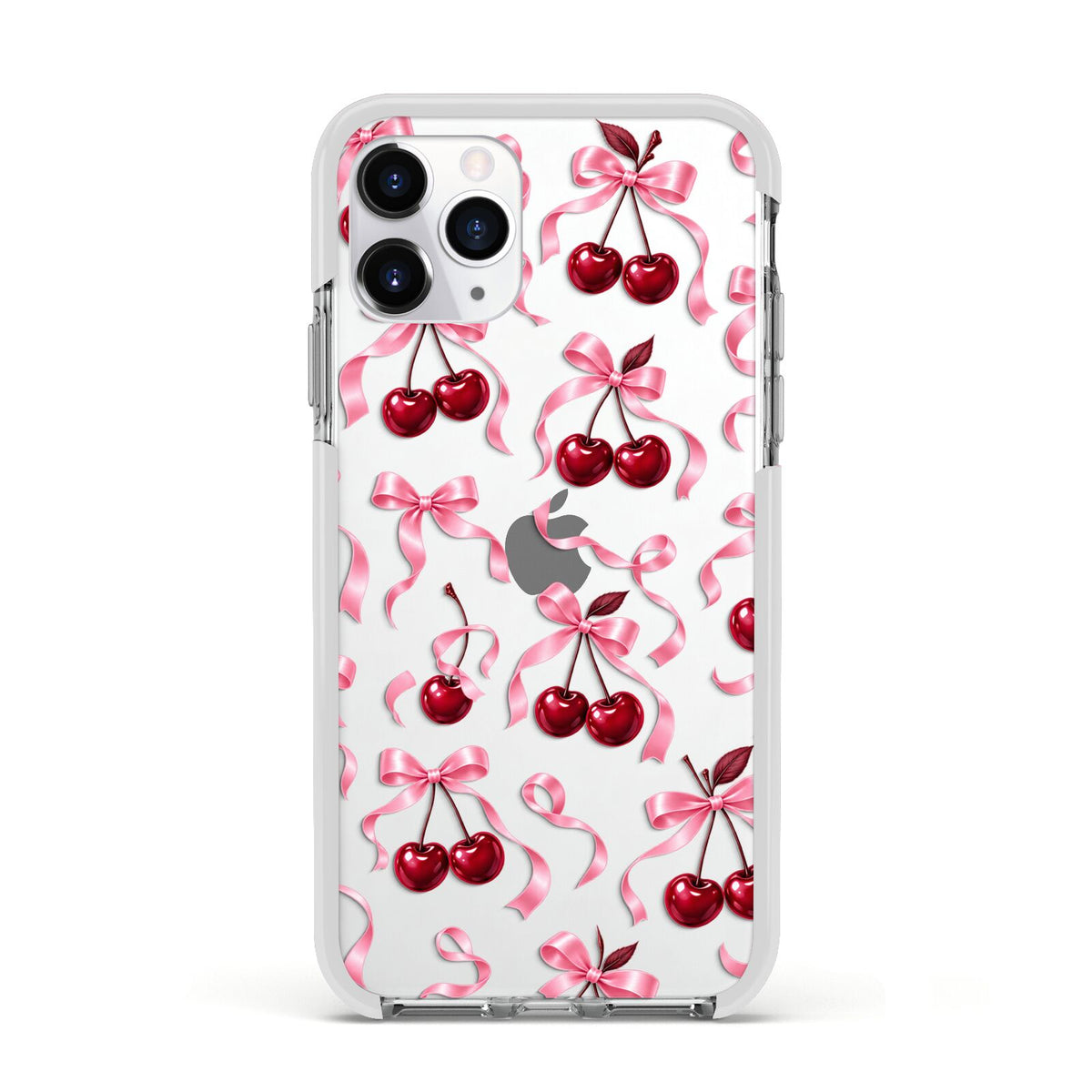 Cherry Silk Bows Apple iPhone 11 Pro in Silver with White Impact Case